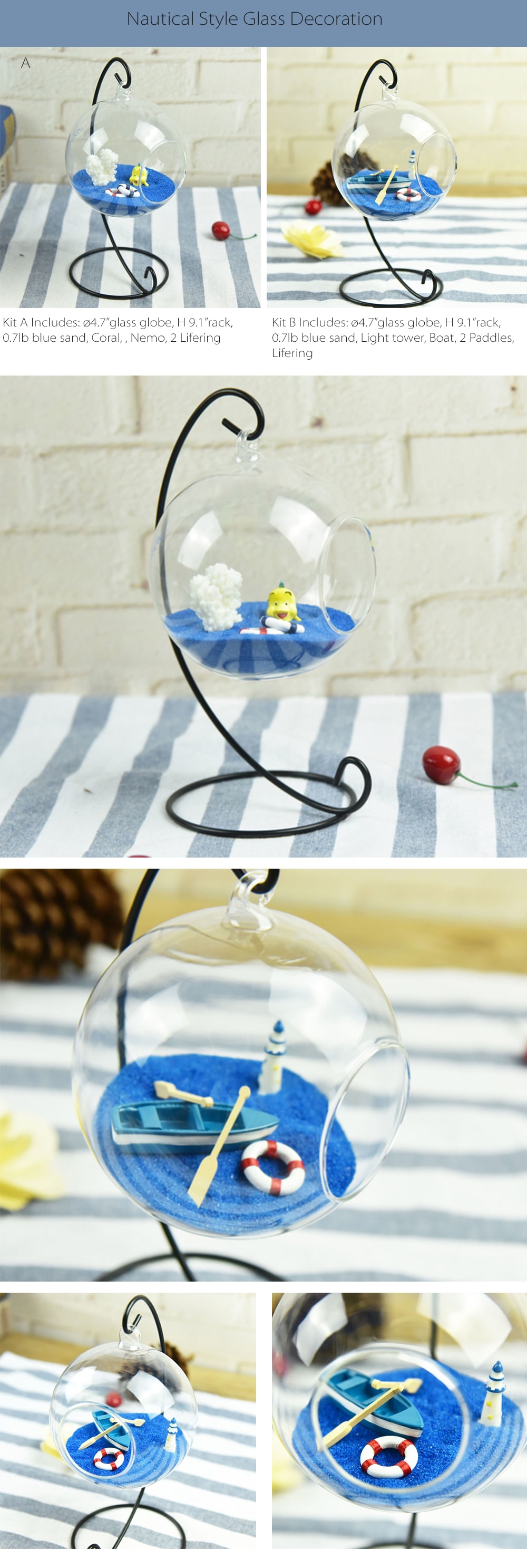 Nautical Style Glass Decoration Collection Perfect Table Decoration Stuff