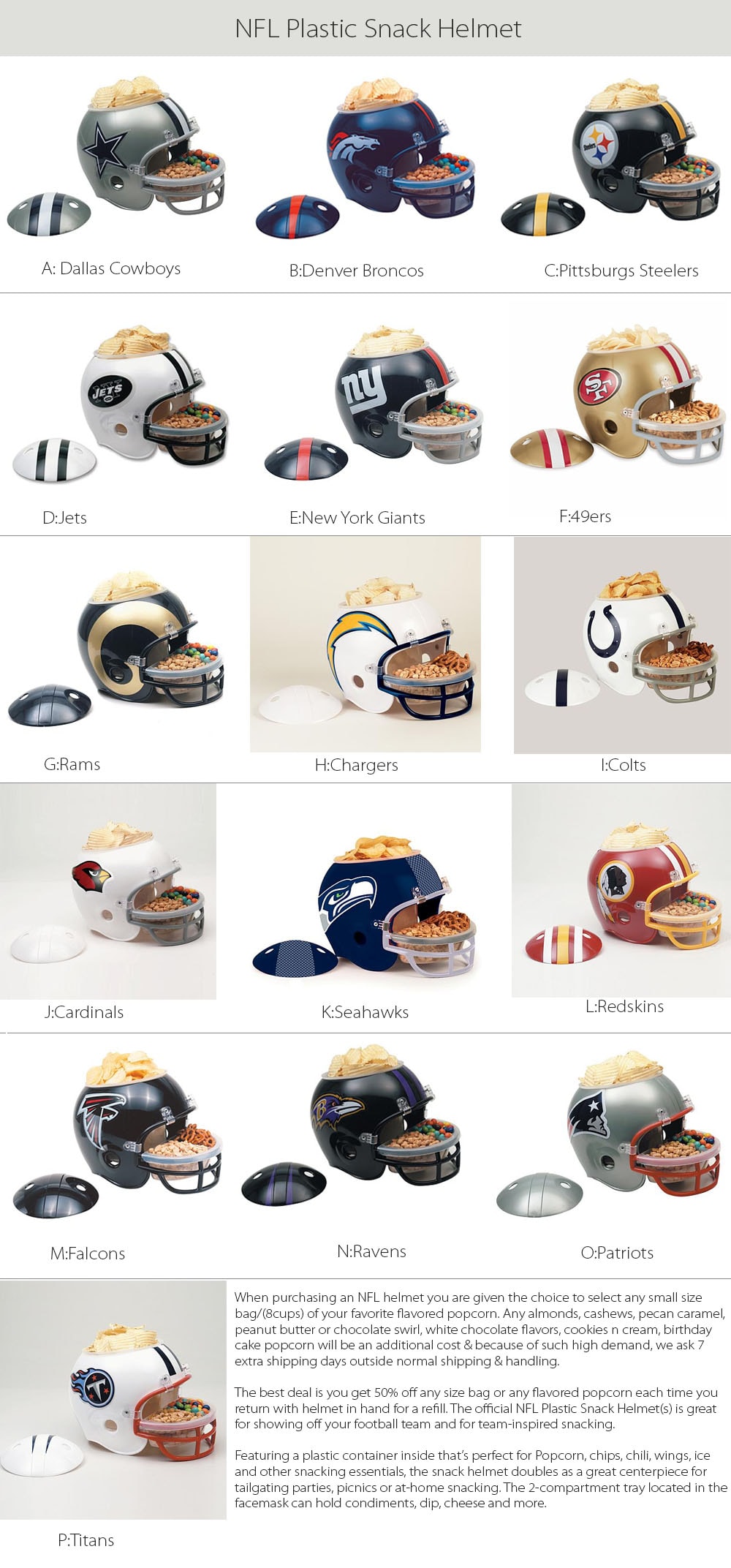 NFL Plastic Snack Helmet Gothic Style