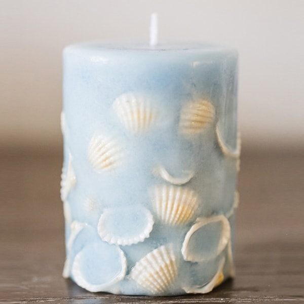 Seashell Pillar Candle - ApolloBox